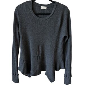 Anthropologie t.la Women's Gray‎ Ribbed Long Sleeve Top Sz M